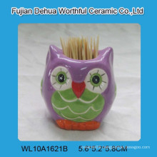 2016 new handpainting owl design ceramic toothpick box